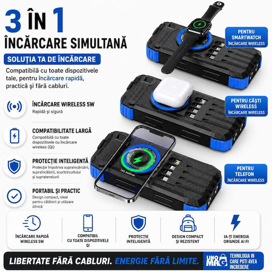 Linomag Ηλιακό Power Bank 20000mAh 22.5W με Θύρα USB-A και Θύρα USB-C Power Delivery Μπλε