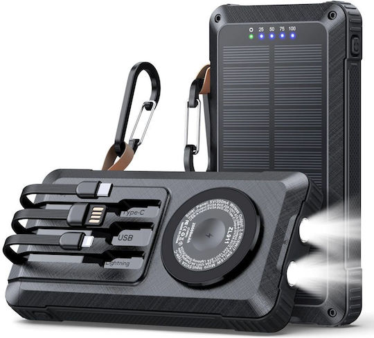 Linomag Ηλιακό MagSafe Power Bank 20000mAh 22.5W Power Delivery Μαύρο