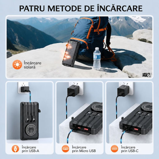 Linomag Ηλιακό MagSafe Power Bank 20000mAh 22.5W Power Delivery Μαύρο