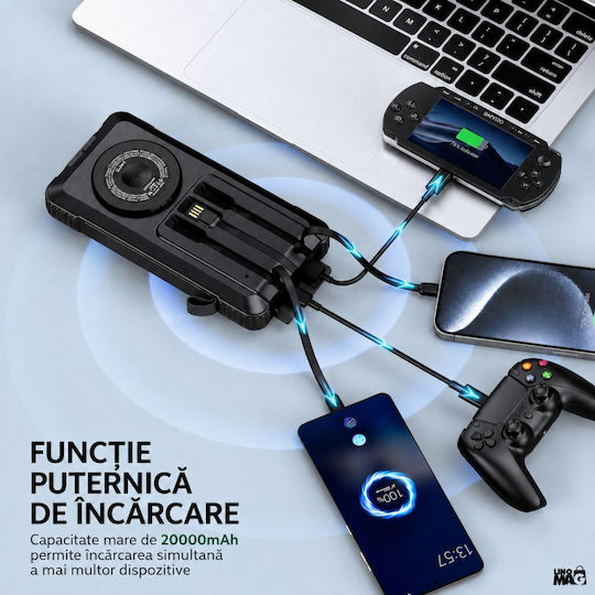 Linomag Ηλιακό MagSafe Power Bank 20000mAh 22.5W Power Delivery Μαύρο