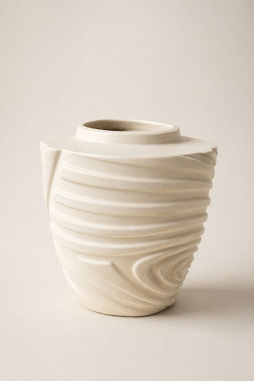 SteweHome Βάζο Κεραμικό Μπεζ 17x17xΥ32cm