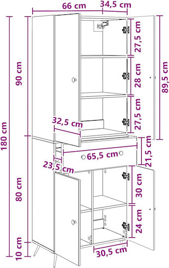 Biblioteci din Lemn de Stejar Afumat (2 buc.) 66x34,5x90 cm
