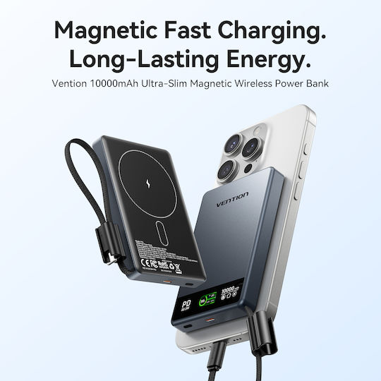 Vention MagSafe Power Bank 10000mAh 22.5W με Θύρα USB-C Charcoal Grey