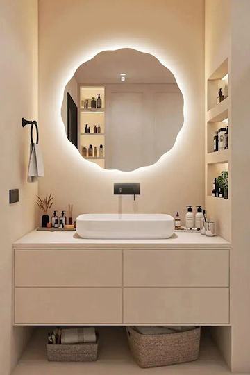 SteweHome Asymmetrical LED Bathroom Mirror 60x60cm