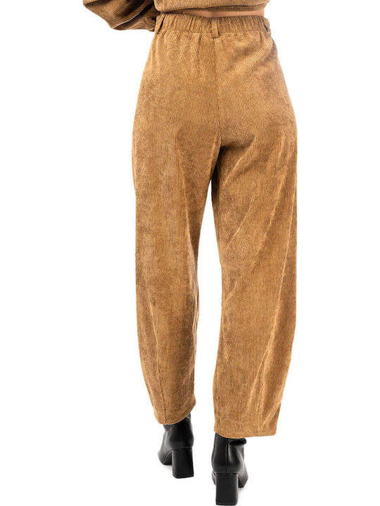 Moutaki Women's Fabric Trousers Camel
