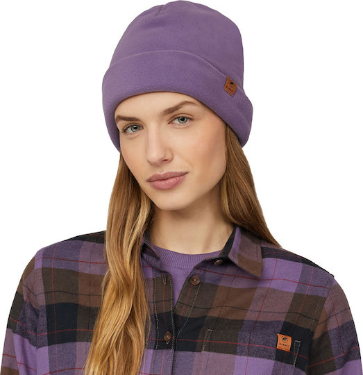 Beanie Unisex Fleece Σκούφος Πλεκτός σε Λιλά χρώμα