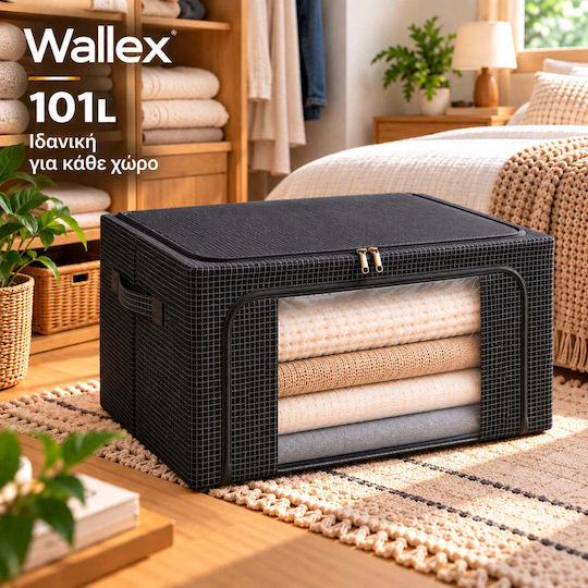 Wallex Cutie Textilă de Depozitare pentru Haine / Pătură/Pilotă / Costum / Palton / Cravate / Rochii / Lenjerie intimă / Șosete / Articole Tricotate / Cămașă / Curele / Genți de Culoare Neagră 60x42x40cm