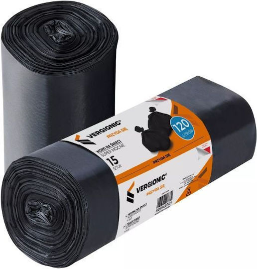 Vergionic Heavy-Duty Trash Bags for the Garden with a Capacity of 120 L 15 Pcs Black