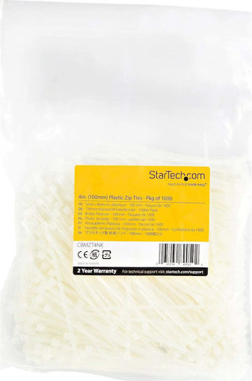StarTech Plastische Kabelbinder in Weißer Farbe (1000 Stück) CBMZT4NK