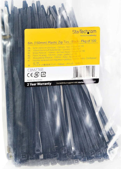 StarTech StarTech Kunststoff Kabelbinder in Schwarz Farbe (100 Stück) CBMZT6B