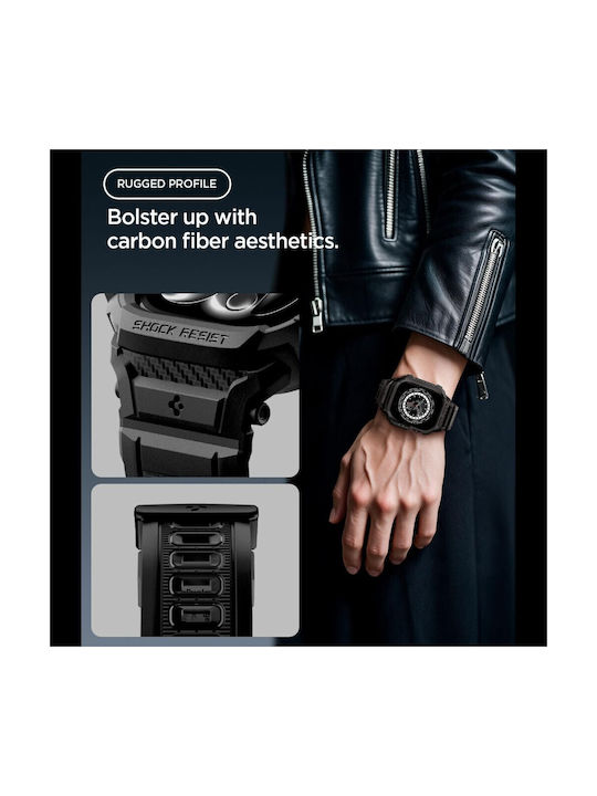 Spigen Husă din Silicon de Culoare Neagră pentru Apple Watch 12 42 mm