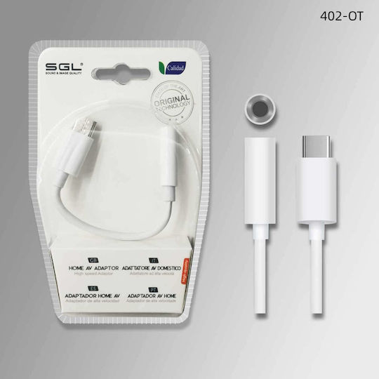 SGL 402-0T Konverter USB-C männlich zu 3.5mm weiblich Weiß 1Stück
