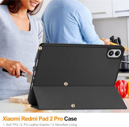 Armada Premium Series Smartcase Pen Holder Xiaomi Redmi Pad 2 Pro 12.1 Inch Black