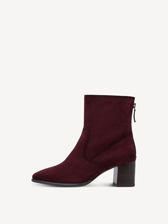 Μ botine de Damă din Piele Întoarsă, până la Gleznă, Bordo