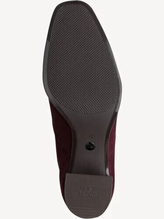 Μ botine de Damă din Piele Întoarsă, până la Gleznă, Bordo