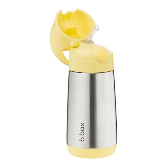 B.Box Stainless Steel BPA Free Thermos Bottle 350ml Lemon Twist with Straw and Handle