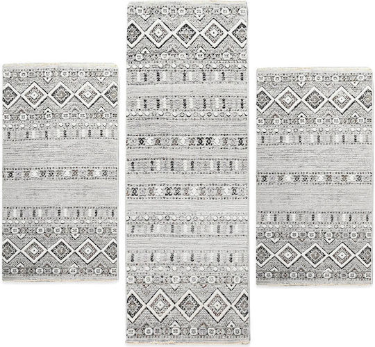 Balsan Havana Aztec-s 619 Set Modern de Covoare pentru Dormitor Gri 3 Bucăți