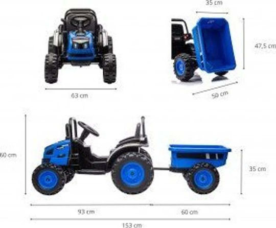Tractor Electric pentru Copii, 12 Volți, Albastru, pentru 5+ Ani