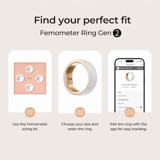 Femometer Ring Gen2 Размер 6 с Пулсомер Бял