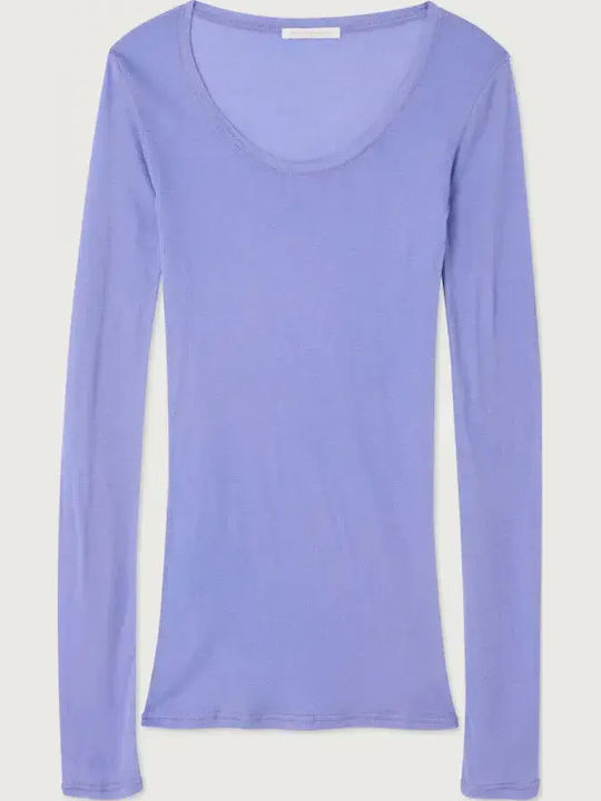 Massachusetts Summer Women's Cotton Long Sleeve Blouse Purple