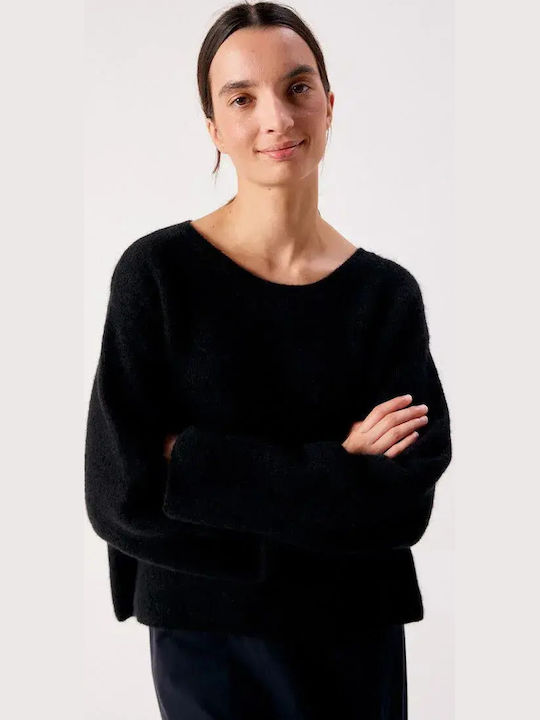Vitow Women's Long-Sleeve Wool Sweater Black