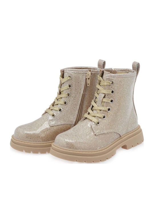 Leder-Kinderstiefel mit Reißverschluss Goldene