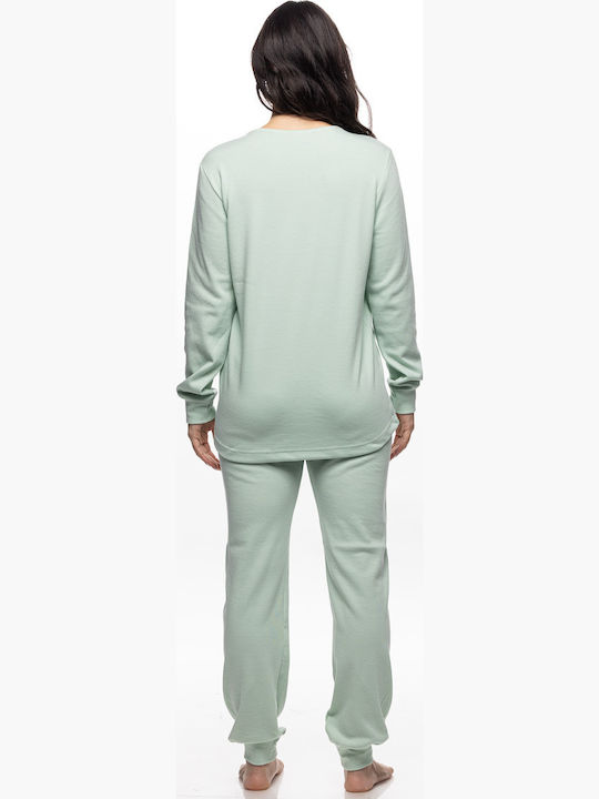 Galaxy Winterliches Damen-Baumwollpyjama-Set Mint
