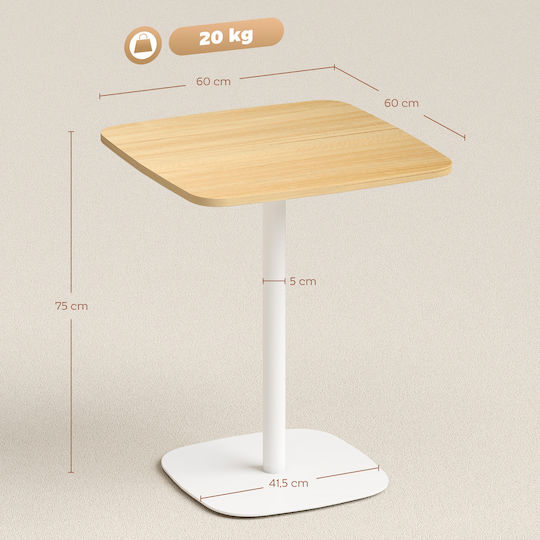 Square Wooden Dining Table with Metal Frame 60x60x75cm