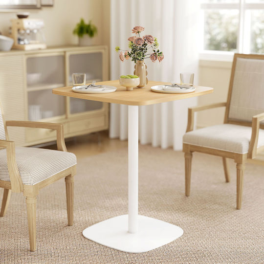 Square Wooden Dining Table with Metal Frame 60x60x75cm