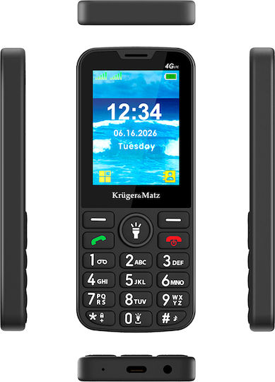 Kruger & Matz KM0924-4G Dual-SIM-Handy mit Großen Tasten Schwarz