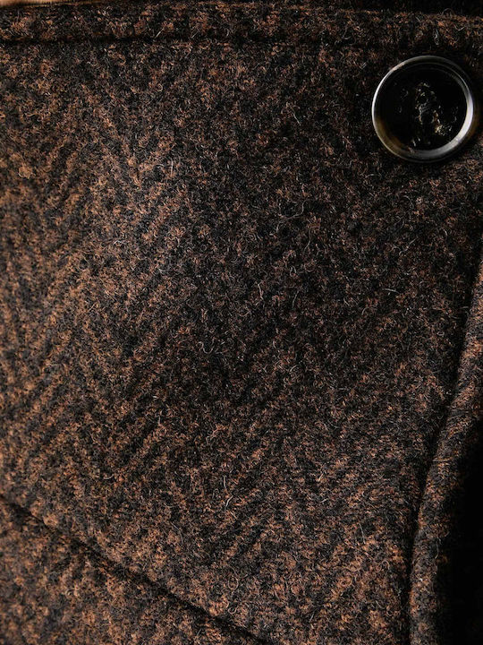 Damenmantel Dark Brown mit Knöpfen