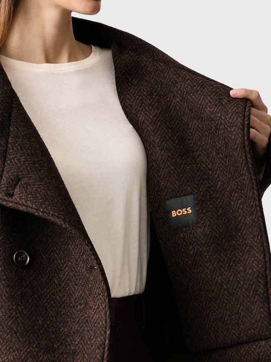 Damenmantel Dark Brown mit Knöpfen