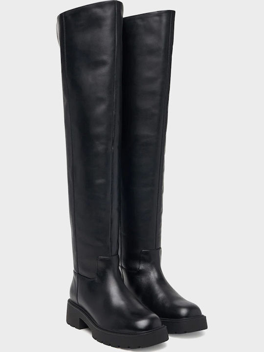Black Leather Women's Over-the-Knee Boots