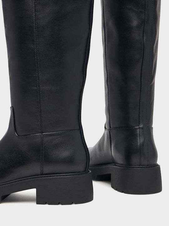 Black Leather Women's Over-the-Knee Boots