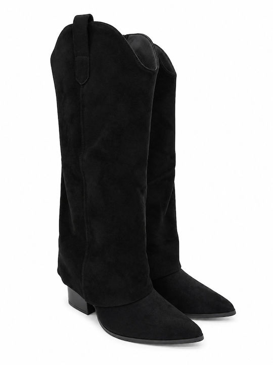 Suede Women's Cowboy Boots Black