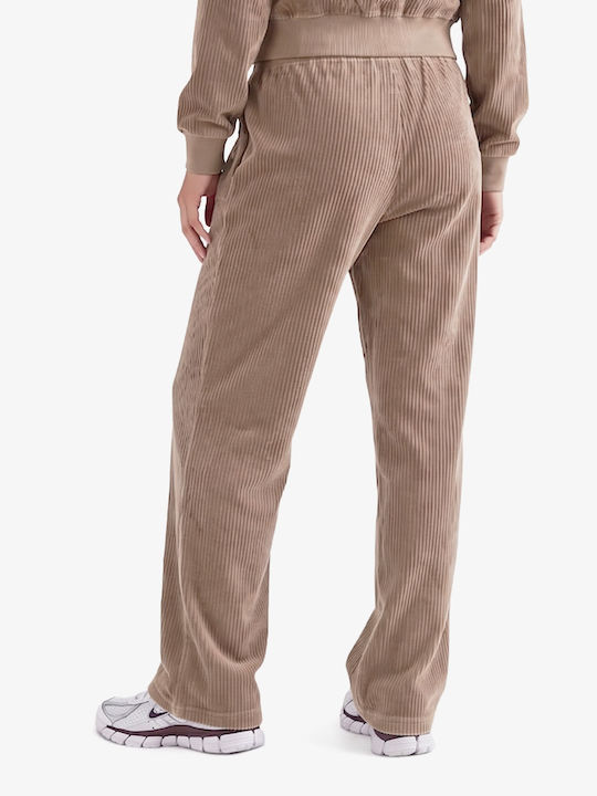 Signature Women's Corduroy Trousers with Elastic Waist in a Relaxed Fit Beige