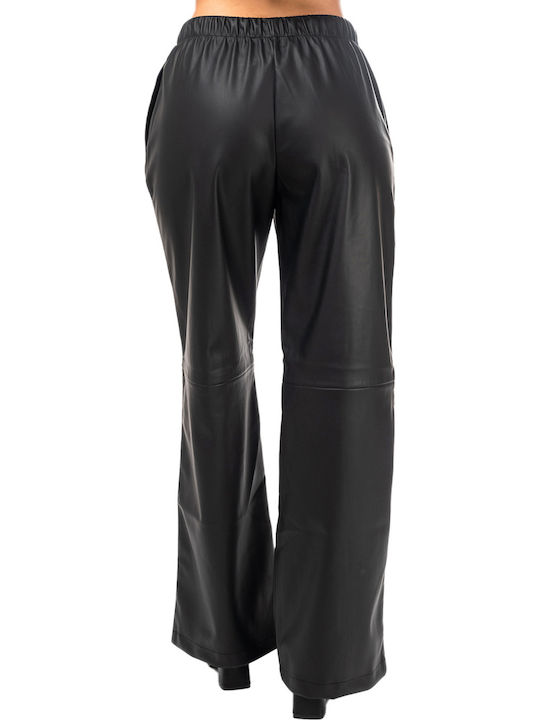 MY T Women's Fabric Trousers with a Straight Leg Black