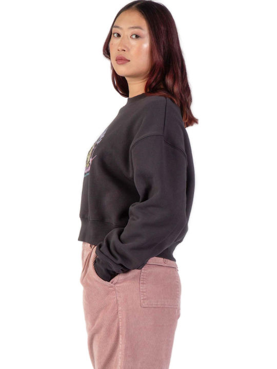 Star Snail Cropped Women's Sweatshirt Black Wash