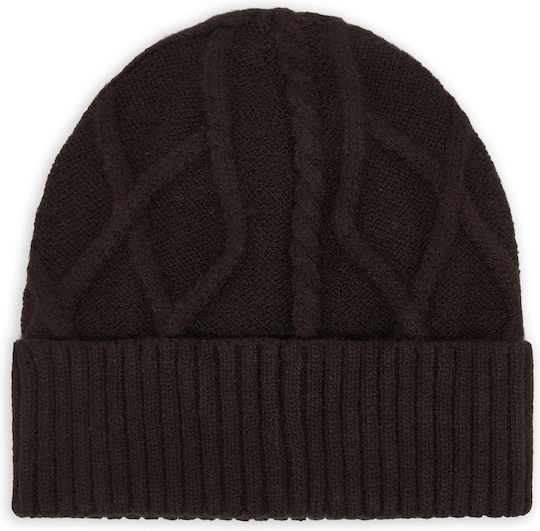 Women's Knitted Beanie in Brown