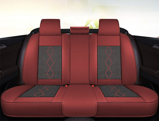 CarGuard Σετ Καλύμματα Αυτοκινήτου Δερματίνη Κόκκινο / Μαύρο
