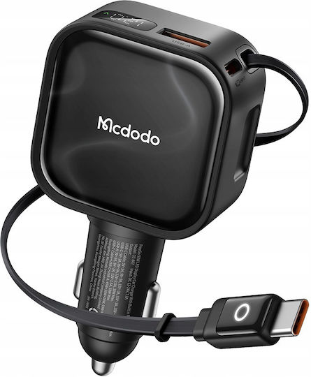 Mcdodo Φορτιστής Αυτοκινήτου 93W με Θύρες: 2xUSB-A 1xType-C μαζί με Καλώδιο Type-C Μαύρο Χρώμα