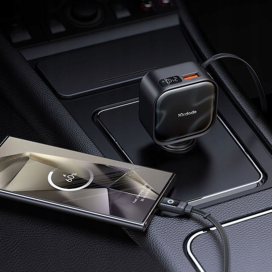 Mcdodo Φορτιστής Αυτοκινήτου 93W με Θύρες: 2xUSB-A 1xType-C μαζί με Καλώδιο Type-C Μαύρο Χρώμα