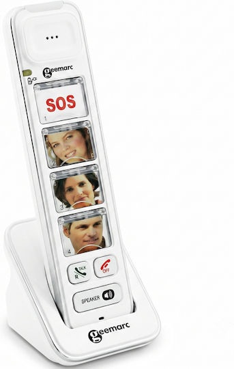 Geemarc Senior 295 Verstärktes Trio-Festnetztelefon mit Anrufbeantworter, 30 dB, Weiß