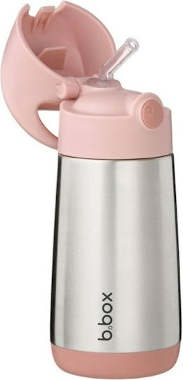 B.Box Stainless Steel Kids Thermos Water Bottle with Straw Pink 350ml