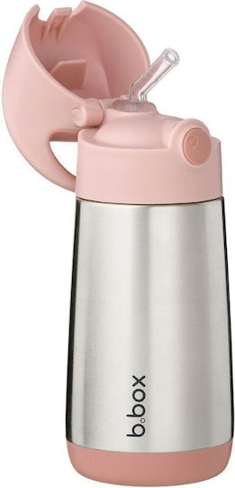 B.Box Stainless Steel Kids Thermos Water Bottle with Straw Pink 350ml
