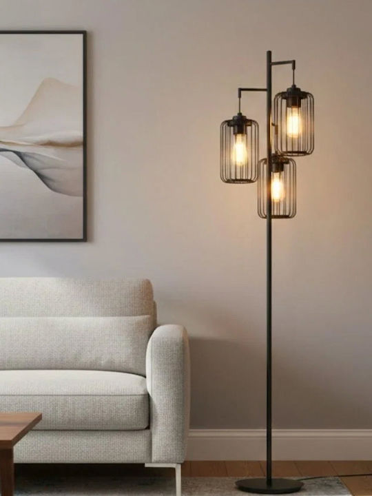 Elmark Daria Vintage Floor Lamp H148.2xW32.3cm. with Socket for Bulb E27 Black