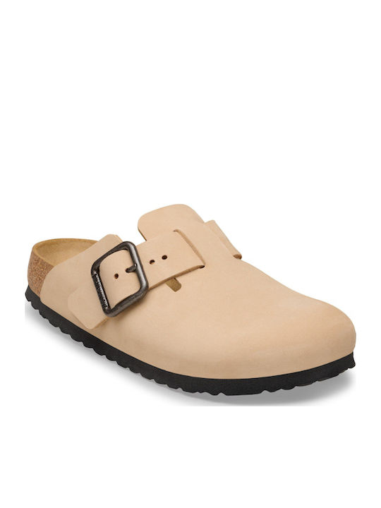 Lederclogs Herren Hausschuhe Beige