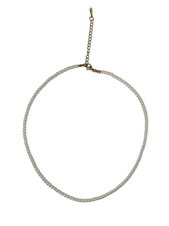 Steel Necklace with Pearls
