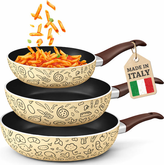 Bakaji Pastella Set de Tigăi cu Acoperire Antiaderentă, 3 Vase