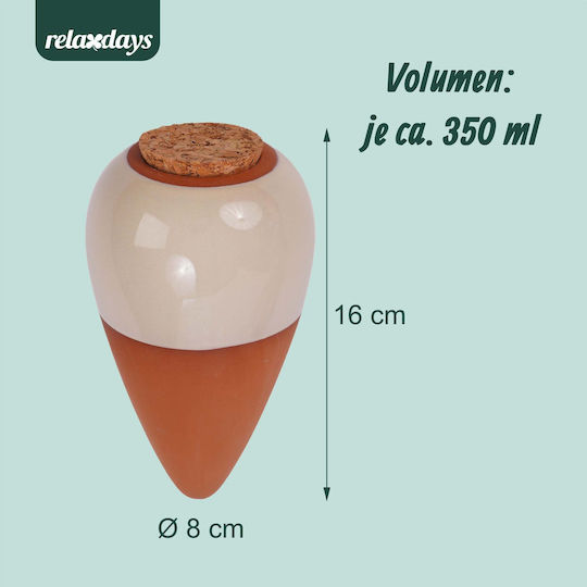 Set de 2 Țepi de Irigare pentru Plante din Lut Relaxdays 350 ml cu Eliberare Lentă a Apei Bej-Maro